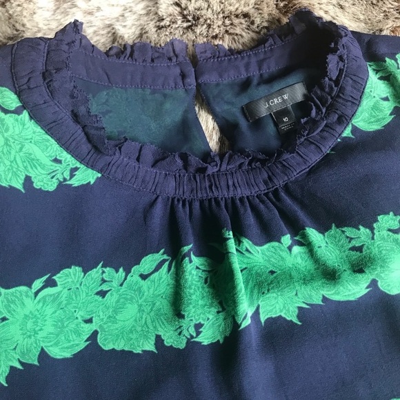 J. Crew Navy and Green Floral Blouse - Picture 7 of 8